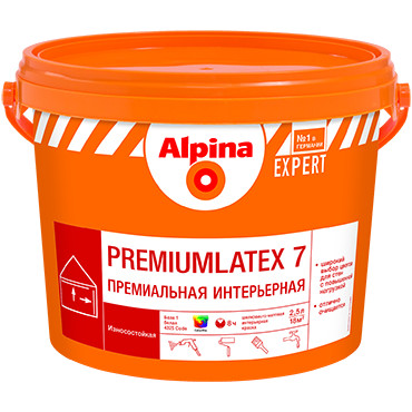 Premiumlatex 7 база1 10л Alpina краска ВД для внутренних работ EXPERT Premiumlatex 7 база1 10л Alpina краска ВД для внутренних работ EXPERT